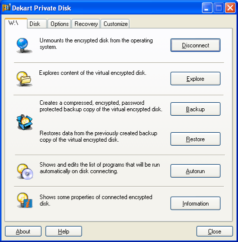 Dekart Private Disk Screenshot